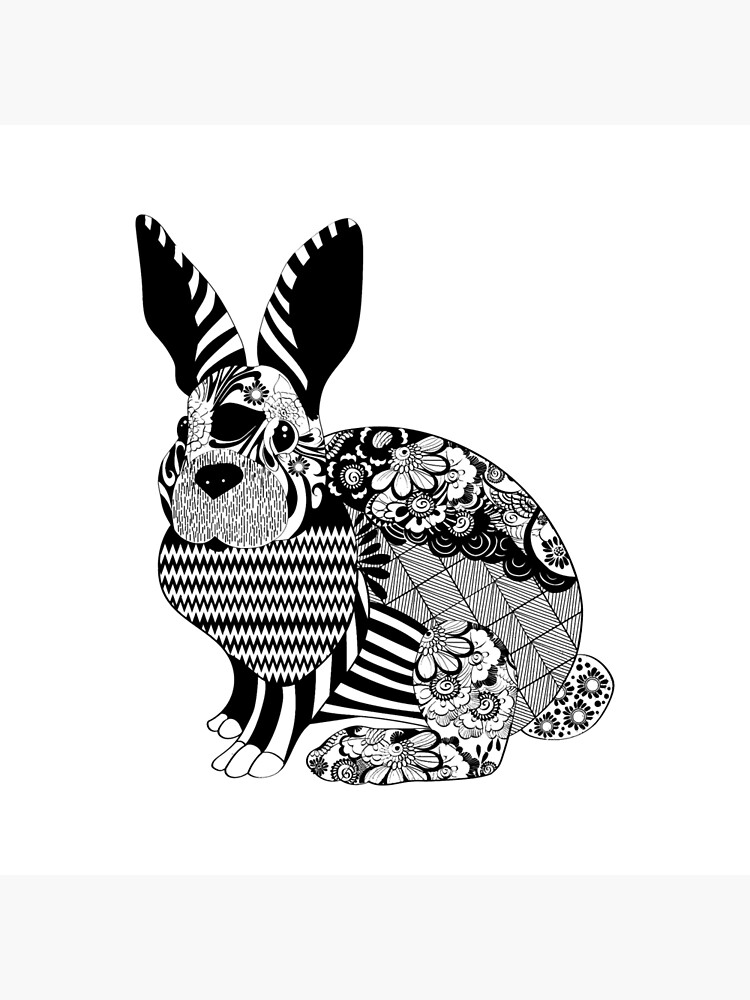 Fashionable Casual Simple Black & White Checkered Rabbit Patterned