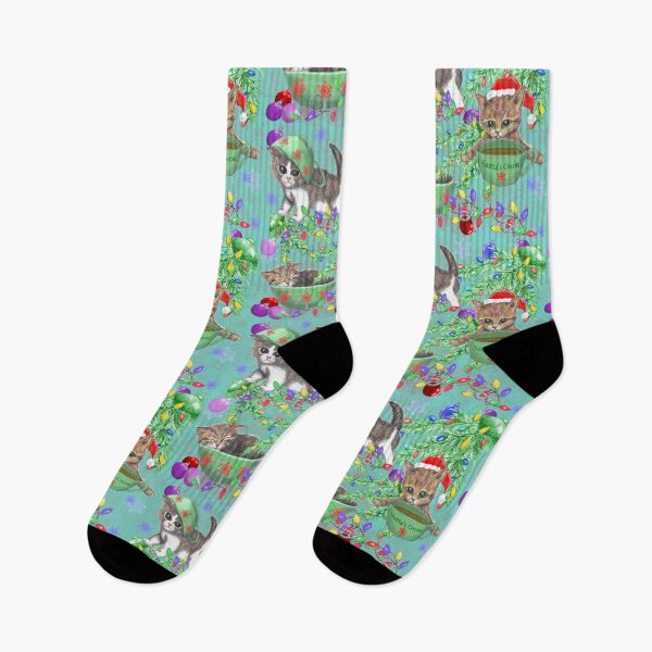 Item preview, Kitten Christmas Fiasco Aqua designed and sold by CheranY.