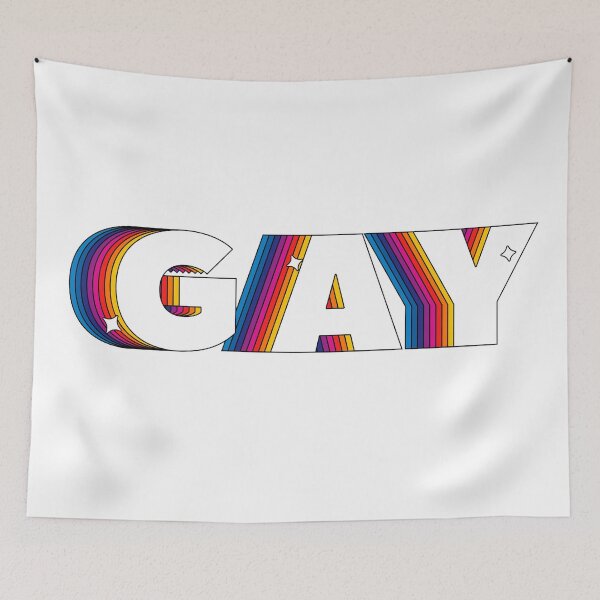 Item preview, "Gay" Rainbow Text Sticker Poster T Shirt Design designed and sold by catvclark.