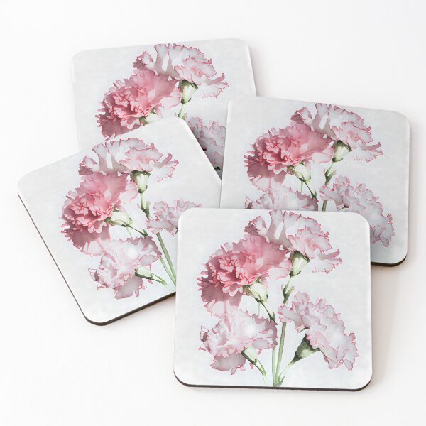 Item preview, Pink vintage style carnations and leaves watercolor sympathy thank you designed and sold by CGSGraphics.