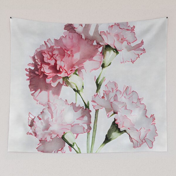 Item preview, Pink vintage style carnations and leaves watercolor sympathy thank you designed and sold by CGSGraphics.