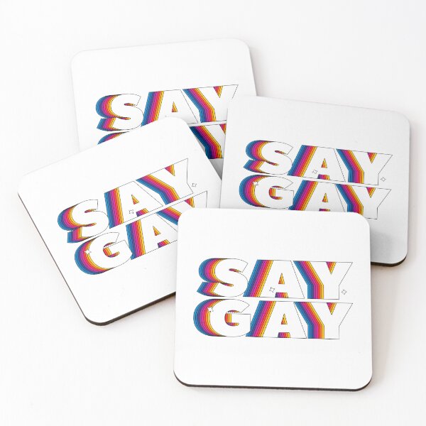 Item preview, "Say Gay" Rainbow Text Sticker Poster T Shirt Design designed and sold by catvclark.