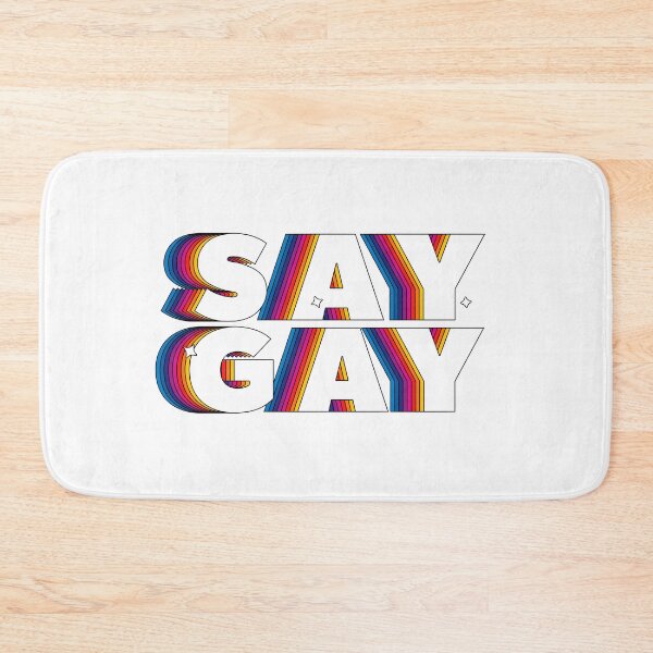 Item preview, "Say Gay" Rainbow Text Sticker Poster T Shirt Design designed and sold by catvclark.