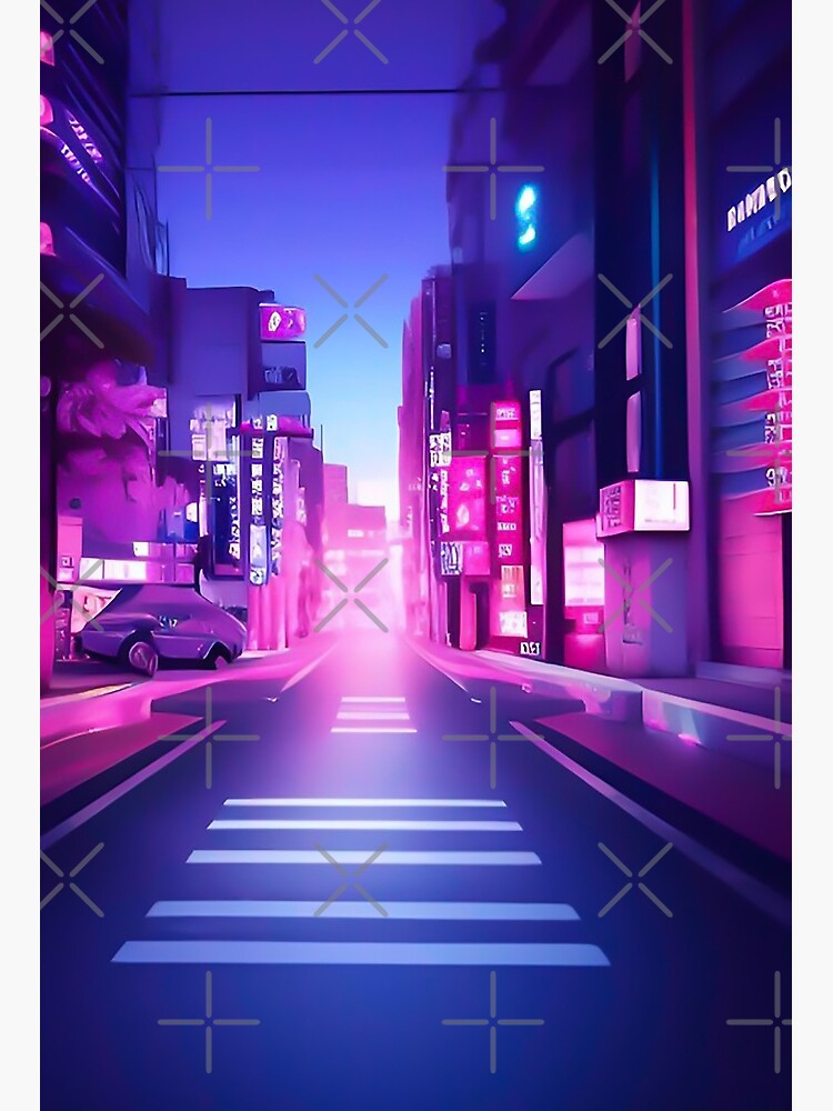 Vaporwave city at night neon lights purple pink Japan Tokyo | Art Board  Print