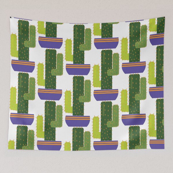 Item preview, Green Curved Round Corner Rectangle Eriocereus Cactus in Purple Pot designed and sold by Moyanana.