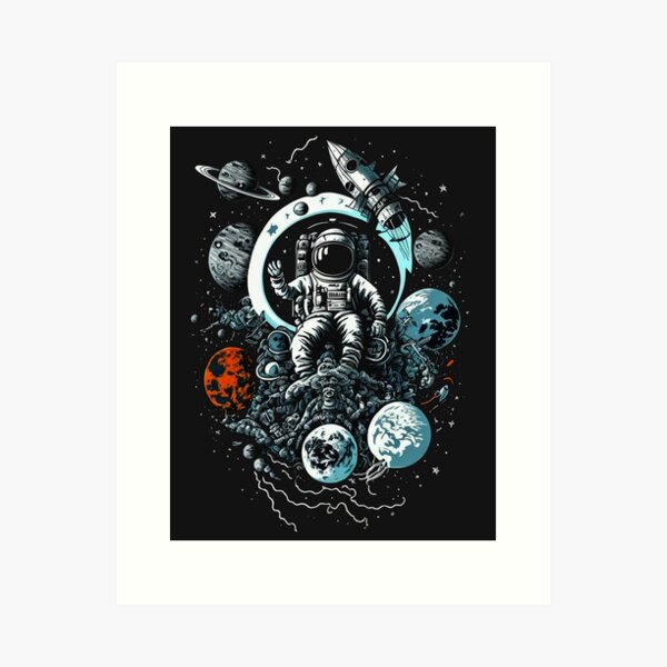 Vista previa del artículo con la obra «Astronauta saludando», diseñado y vendido por Kybruno's Creations.