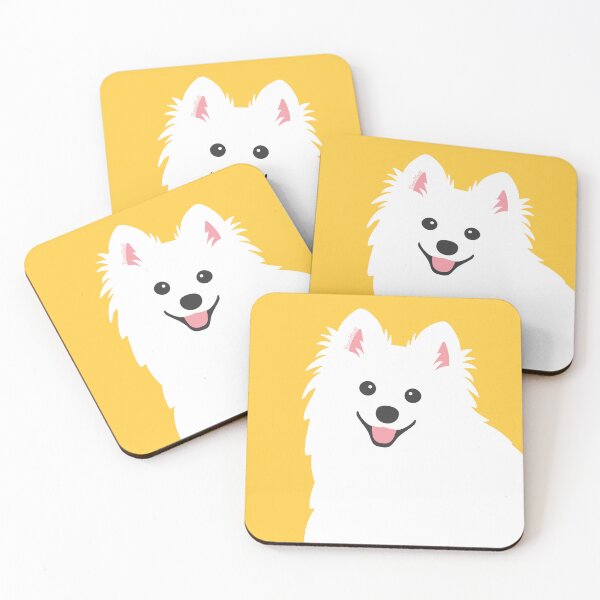 Item preview, Curious White Spitz Puppy Dog - Happy Sunny Yellow designed and sold by kamahachi.