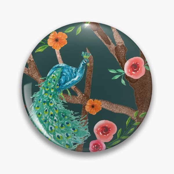 Item preview, Floral Blue Peacock Watercolor Pattern designed and sold by luckymooninc.