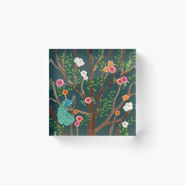 Item preview, Floral Blue Peacock Watercolor Pattern designed and sold by luckymooninc.