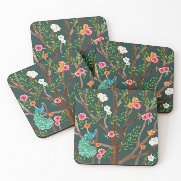 Item preview, Floral Blue Peacock Watercolor Pattern designed and sold by luckymooninc.