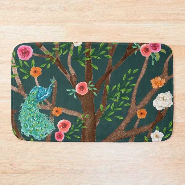 Item preview, Floral Blue Peacock Watercolor Pattern designed and sold by luckymooninc.