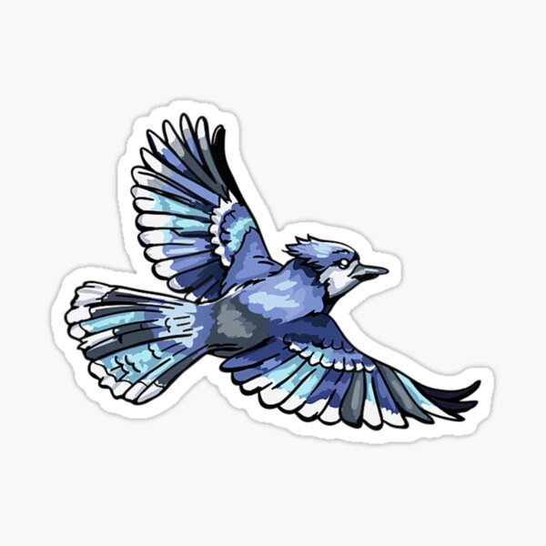 Flying Bird Blue Jay' Sticker