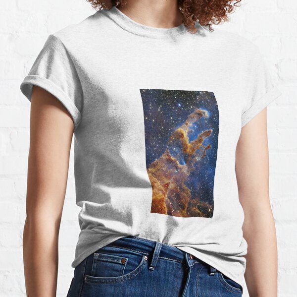 The Pillars of Creation are set off in a kaleidoscope of color in NASA’s James Webb Space Telescope’s near-infrared-light view Classic T-Shirt