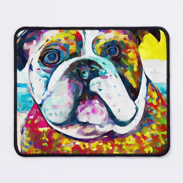 Item preview, Bulldog chilling on beach abstract art designed and sold by shrolts.