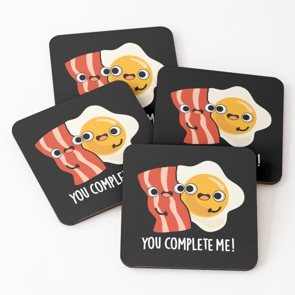 Item preview, You Complete Me Funny Bacon Egg Puns (Dark BG) designed and sold by punnybone.