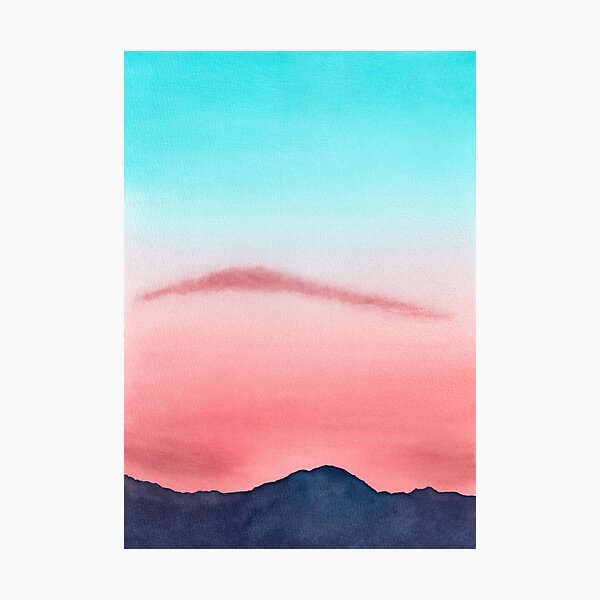 Minimalist Sunset Mountain Silhouette Photographic Print