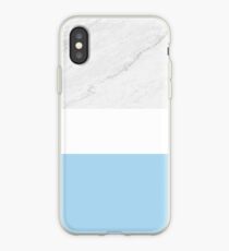 Marble White Blue Stripes iPhone Case