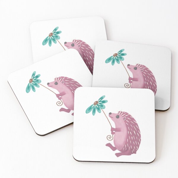 Item preview, Cute Whimsical Pink Hedgehog with Flower designed and sold by VivecaChenoweth.