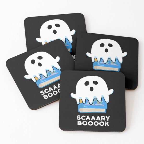 Item preview, Scaaaary Booook Funny Ghost Book Puns (Dark BG) designed and sold by punnybone.