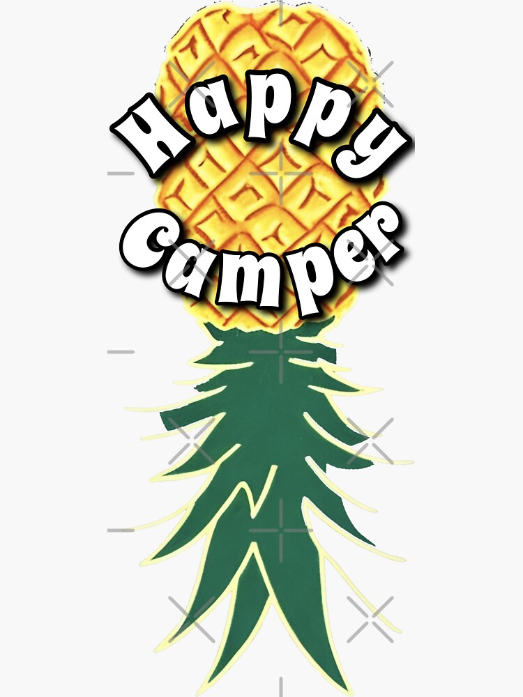 "Happy Camper upside down pineapple logo swinger diecut sticker