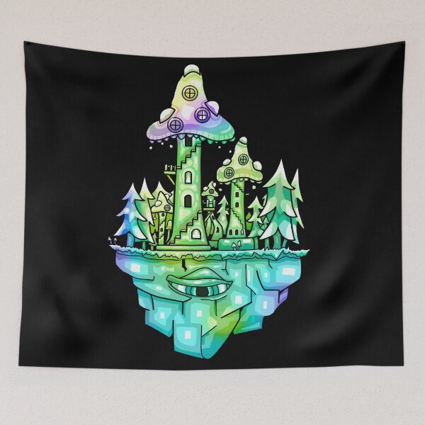 Item preview, Floating Mushroom Forest Island - Psychedelic designed and sold by mikeymadness.