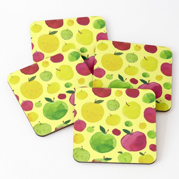 Item preview, Multicolor Watercolor Apple Pattern on Yellow designed and sold by Melissa Mielke.