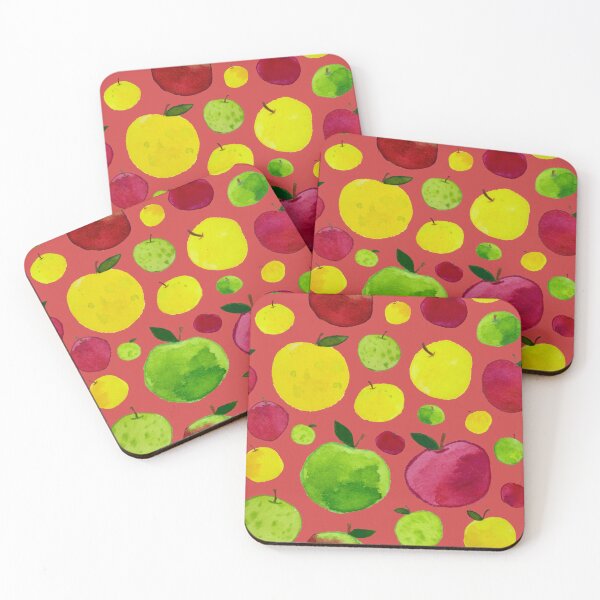 Item preview, Multicolor Watercolor Apple Pattern on Red designed and sold by Melissa Mielke.