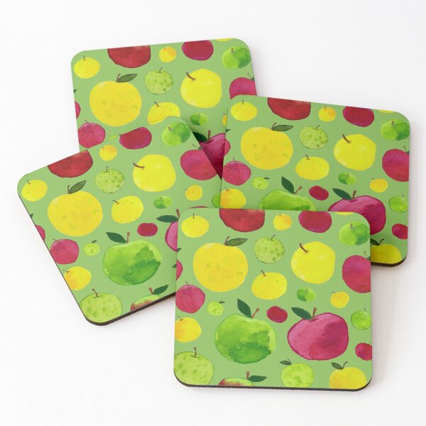 Item preview, Multicolor Watercolor Apple Pattern on Green designed and sold by Melissa Mielke.