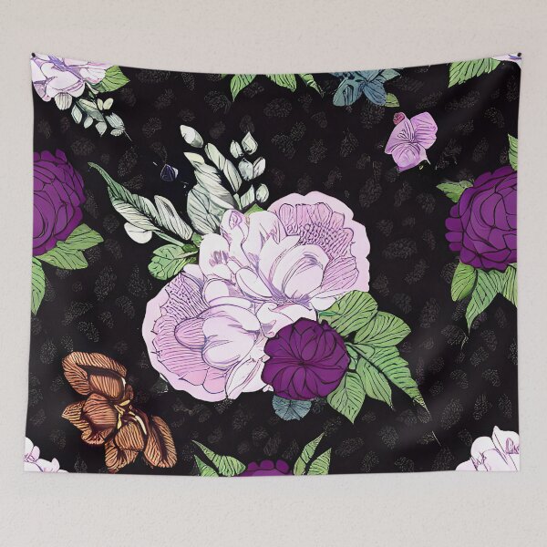 Aperçu de l'œuvre Fleurs violettes aquarelles, motif sans couture, art de jardin #12 créée et vendue par supeart.