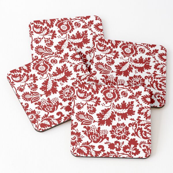 Item preview, William Morris Floral Damask, Deep Red and White  designed and sold by Marymarice.
