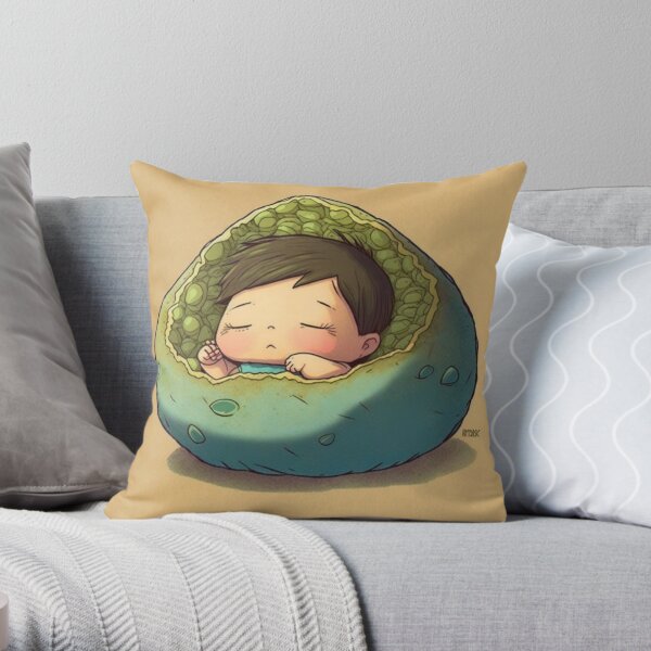 Baby Crib Decorative Pillows for Boys & Girls Sleeping Elephant on Moon with Stars I Nursery Room Decor Throw Throw Pillow