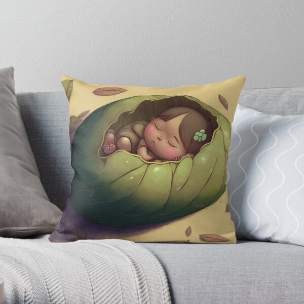Baby Crib Decorative Pillows for Boys & Girls Sleeping Elephant on Moon with Stars I Nursery Room Decor Throw Throw Pillow
