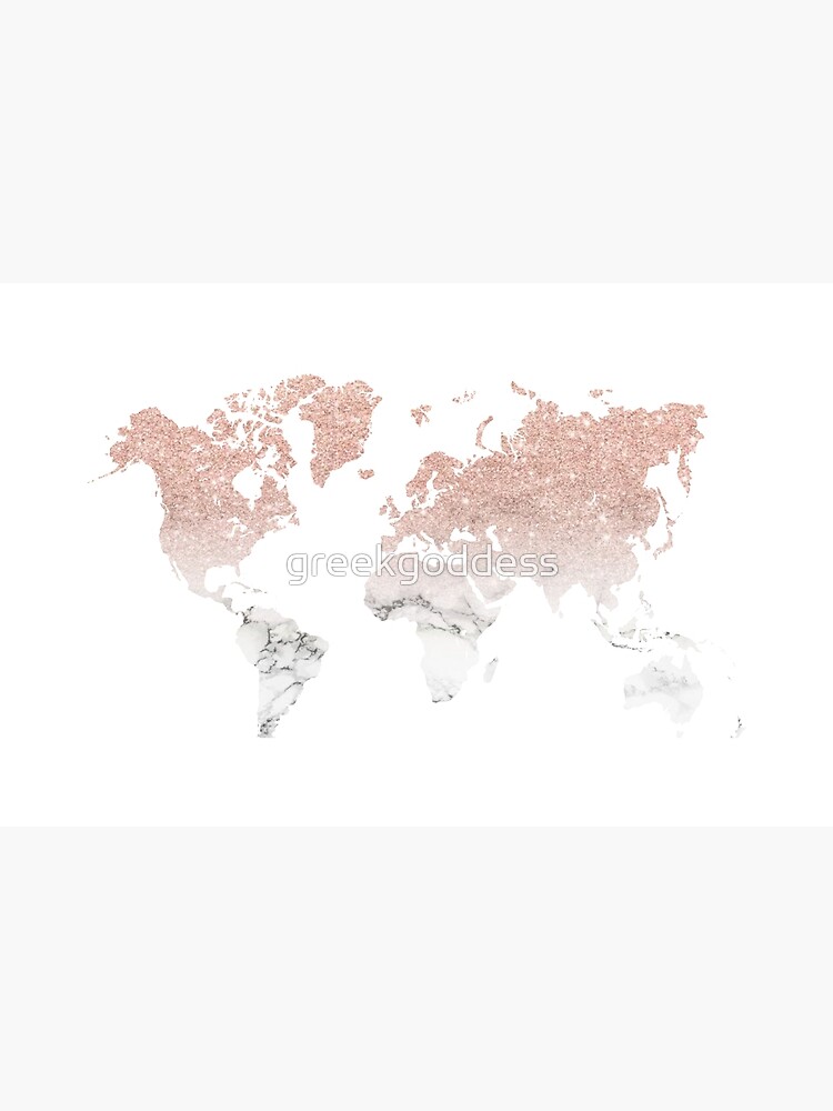 World Map Rose Gold Marble Rose Gold Glitter World Map" Laptop Skin By Greekgoddess | Redbubble