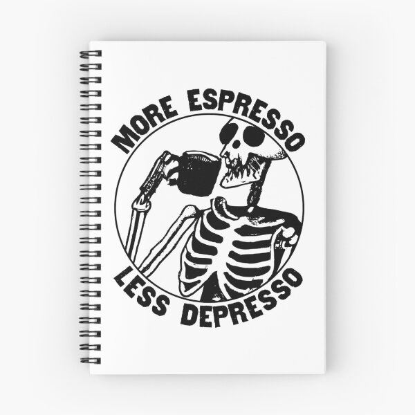 Item preview, More Espresso Less Depresso, Skeleton Drinking Coffee, Black designed and sold by anghelapparel.