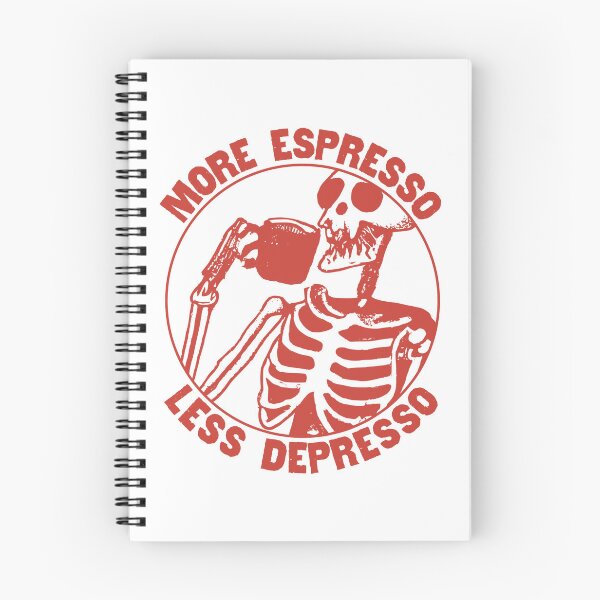 Item preview, More Espresso Less Depresso, Skeleton Drinking Coffee, Red designed and sold by anghelapparel.