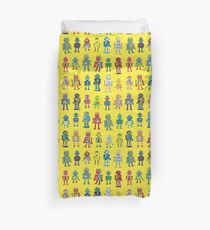 Robot Line-up on Yellow - fun pattern by Cecca Designs Duvet Cover
