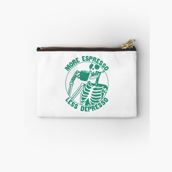Item preview, More Espresso Less Depresso, Skeleton Drinking Coffee, Green designed and sold by anghelapparel.