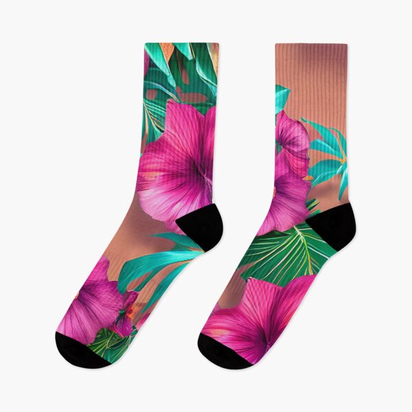 Item preview, Tropical pink tropical flowers with torquoise leaves designed and sold by FGCART.