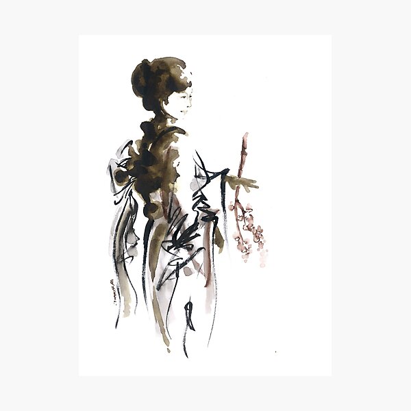 Vista previa del artículo con la obra «GEISHA JOVEN JAPONÉS MUJER PINTURA ORIGINAL», diseñado y vendido por Mariusz Szmerdt.
