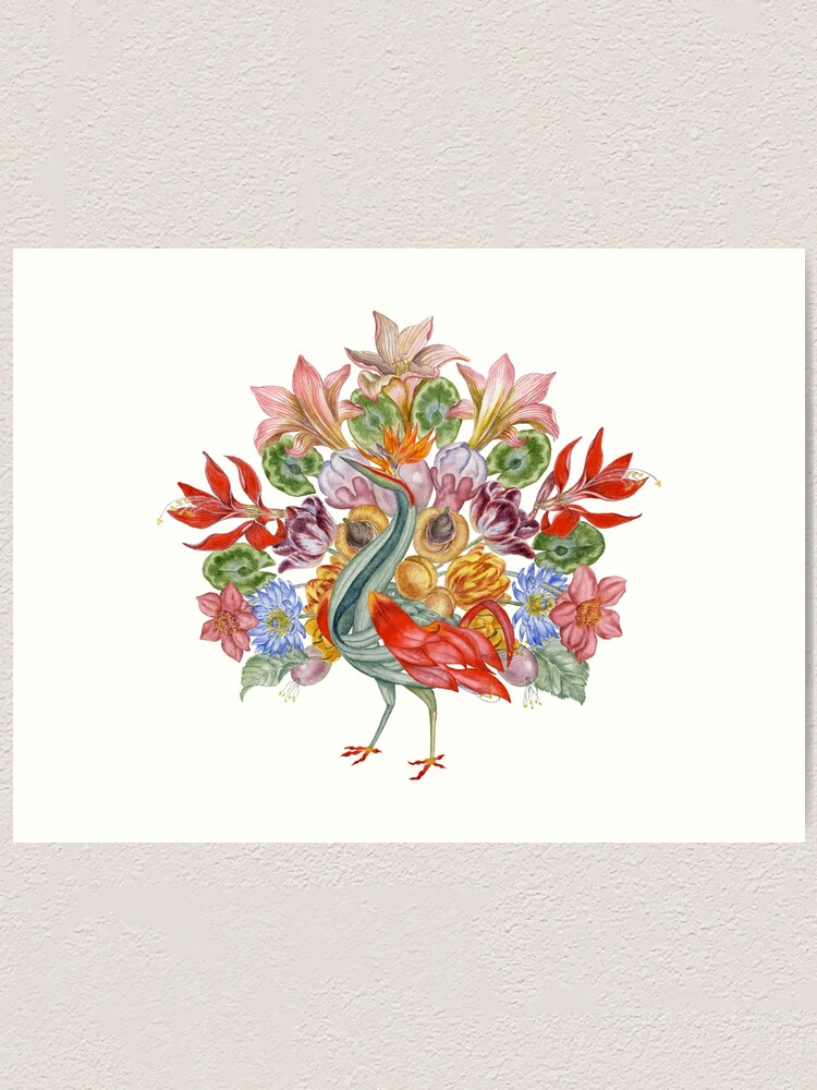 Alternate view of Botanical Watercolor Peacock Art Print