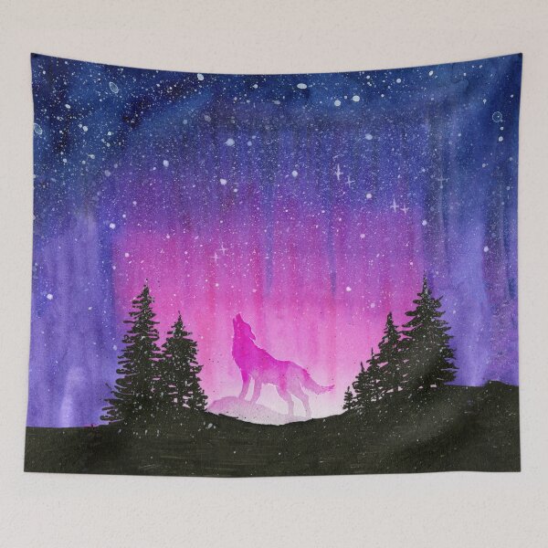 Item preview, Howling Wolf In Pink Galaxy Forest designed and sold by Olga Shvartsur.