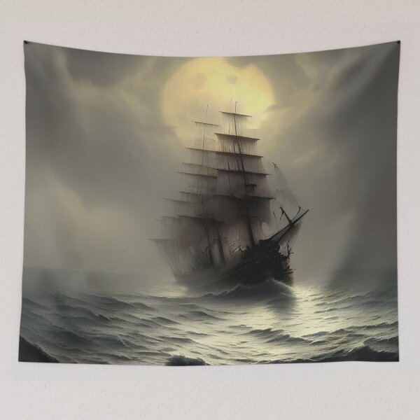 Item preview, Ghost ship under a full moon designed and sold by LonelyFootpad.