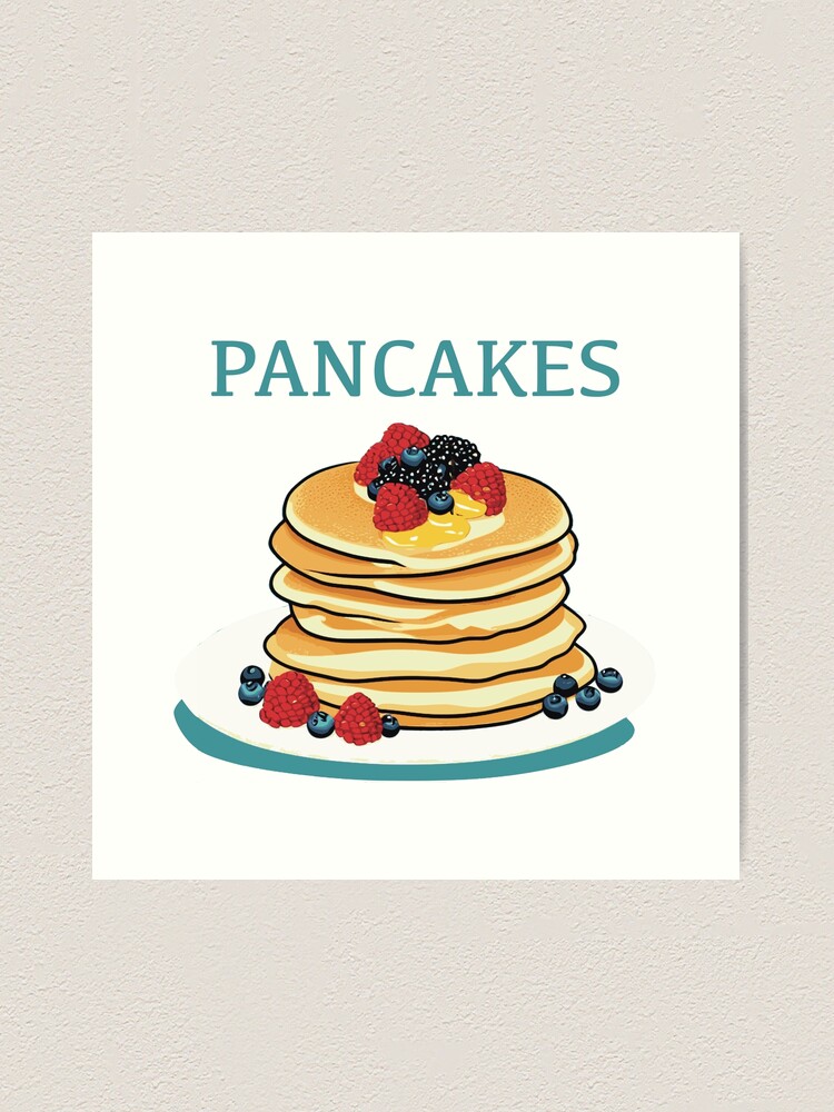 Little Berry Pancakes Hand Drawn Art Print Pancake Art Pancake Art Print  Food Art Print Cute Food Art Cute Pancake Drawing 