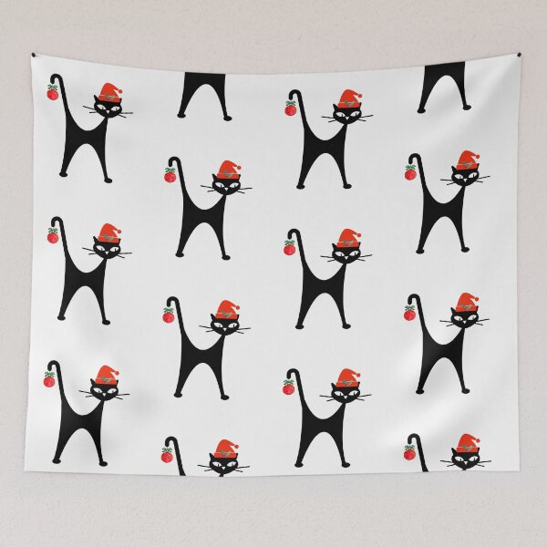 Item preview, Christmas Cat MCM Retro Black Cat designed and sold by BeansHotTees.