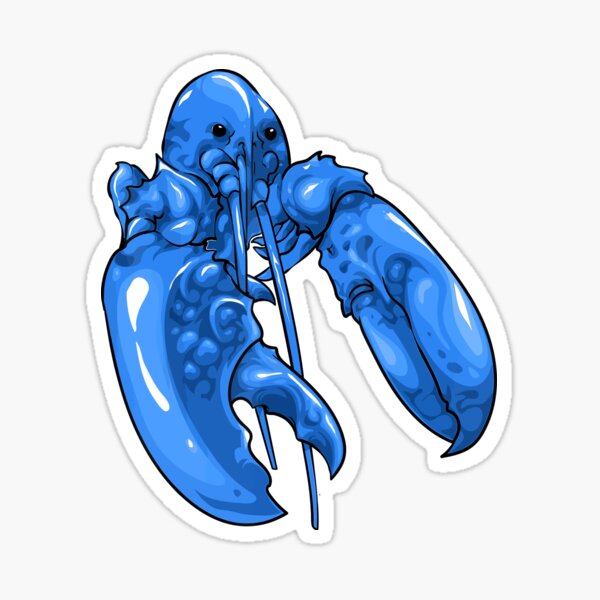 "blue lobster jumpscare meme drawing graphique" Sticker for Sale by