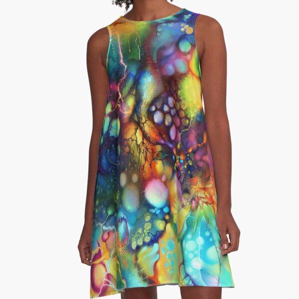 Post Mental Stains - Digital Painting A-Line Dress
