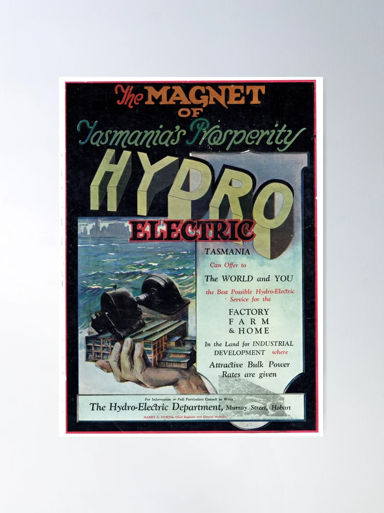 Poster for Sale mit 1927 Hydro Tasmanien. Der Magnet für Kraft & Strom  von taspaul