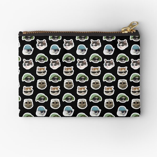 Cats Wearing Sunglasses Pattern (White Outlines) Zipper Pouch