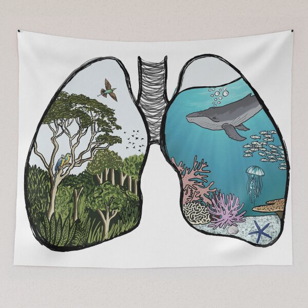 Item preview, BREATHE - fill your lungs, one from the trees, one from the seas designed and sold by Nautilus Design Co.