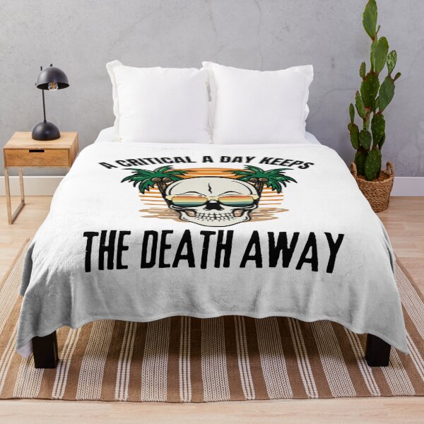 Item preview, A Critical A Day Keeps The Death Away | Skull Sunset Quotes designed and sold by BopleDesigns.